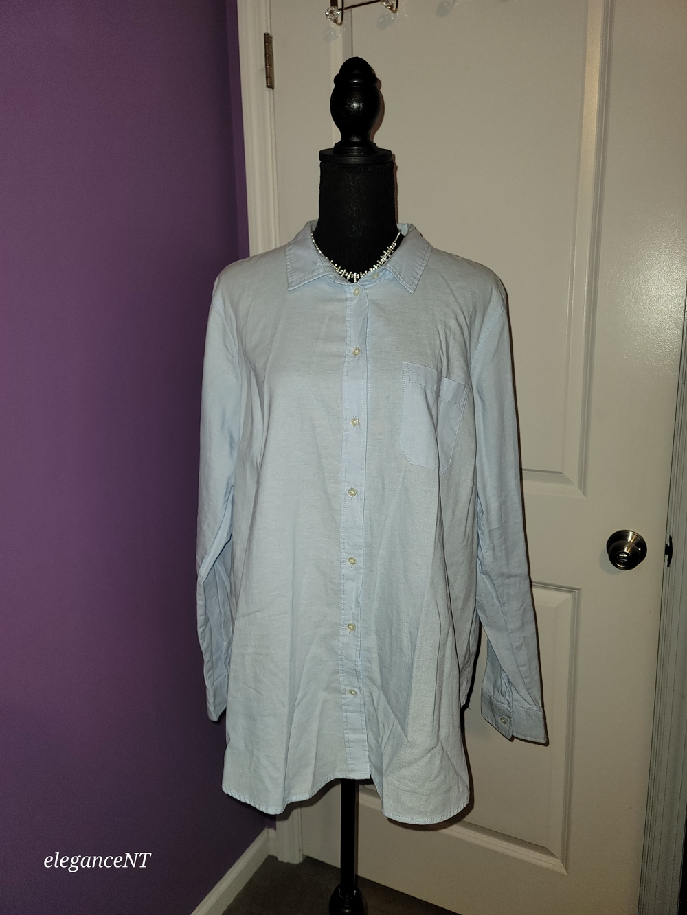 Old Navy Light Blue Button-Down Shirt - Women's Long Sleeve Sz: XL - Picture 3 of 9